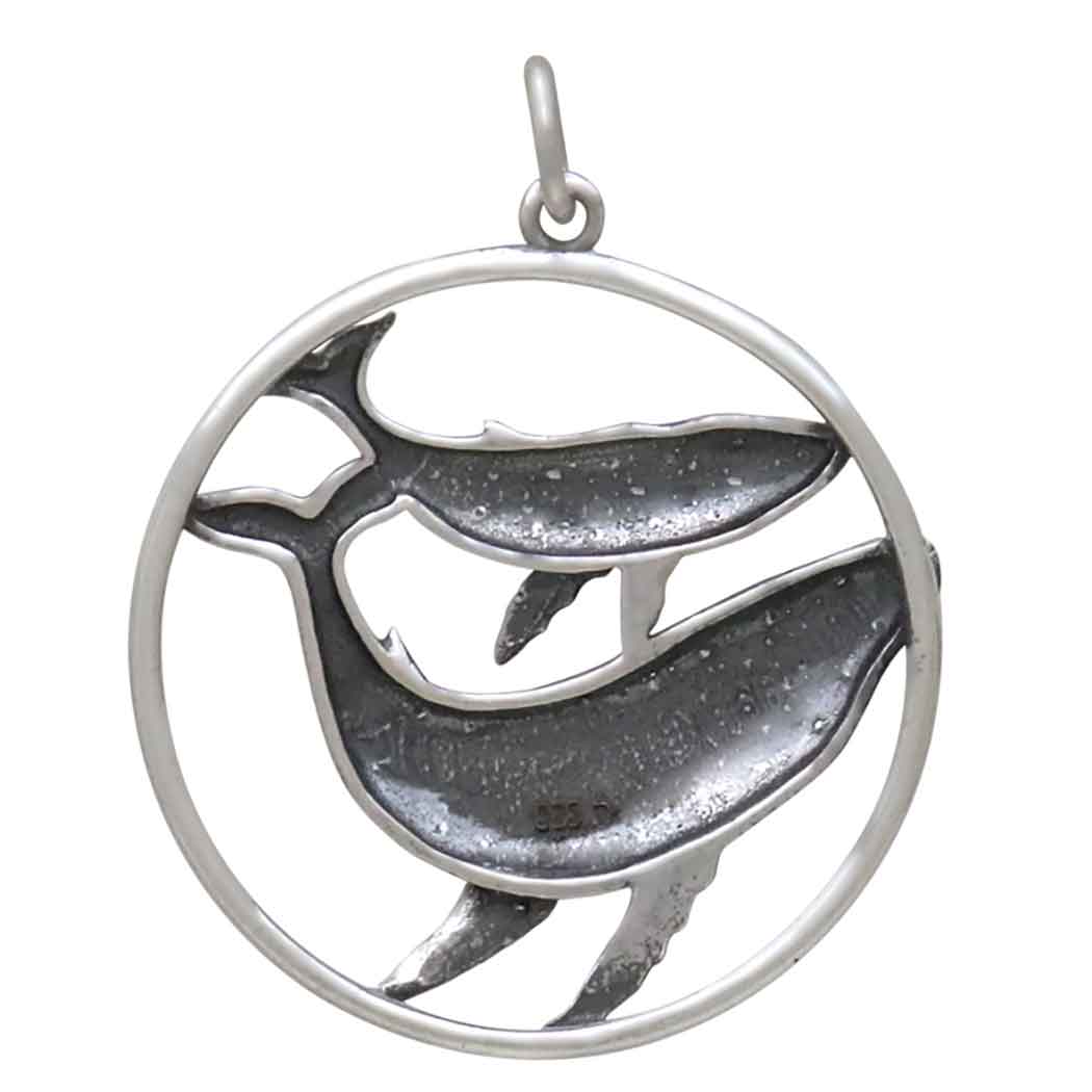 Sterling Silver Mama and Baby Whale Pendant