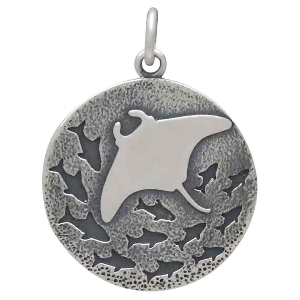 Sterling Silver Manta Ray and Fish Charm