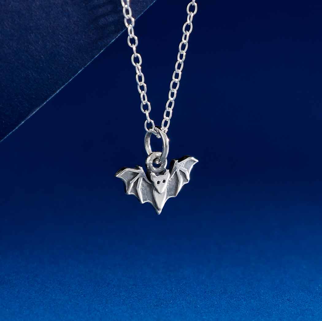 Sterling Silver Mini Bat Necklace - Poppies Jewelry