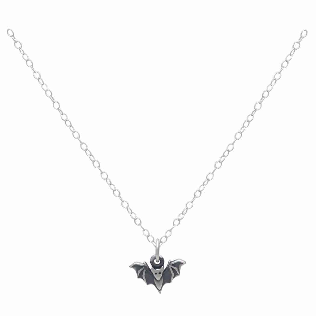 Sterling Silver Mini Bat Necklace - Poppies Jewelry