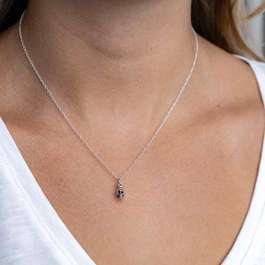 Sterling Silver Mini Skull Necklace