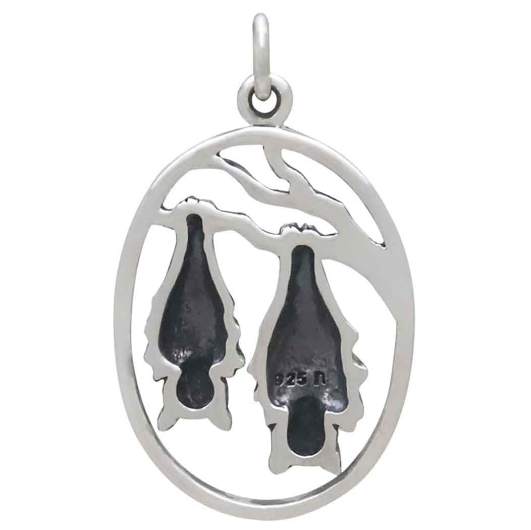 Sterling Silver Mom and Baby Bat Pendant - Poppies Jewelry