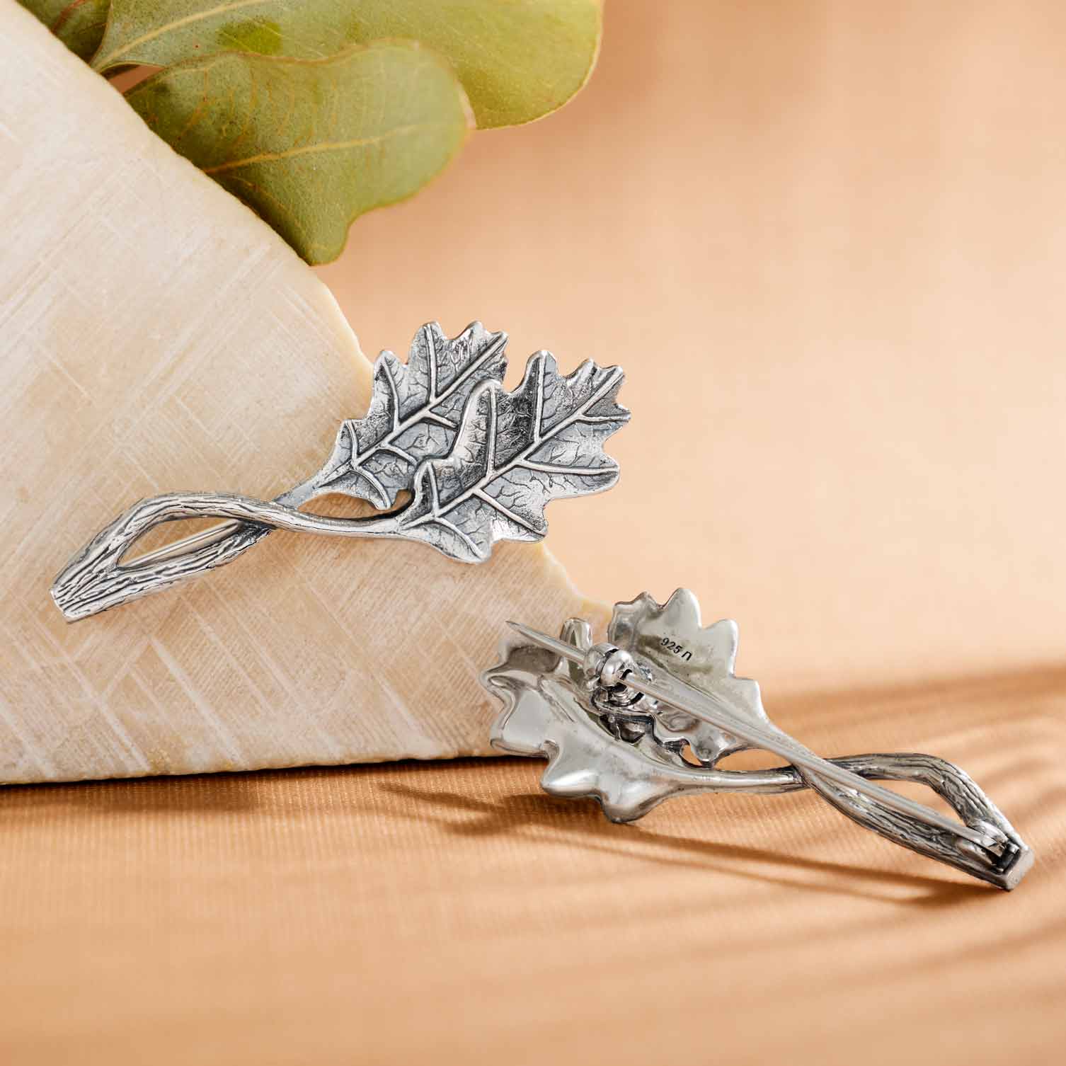 Sterling Silver Oak Leaf Brooch