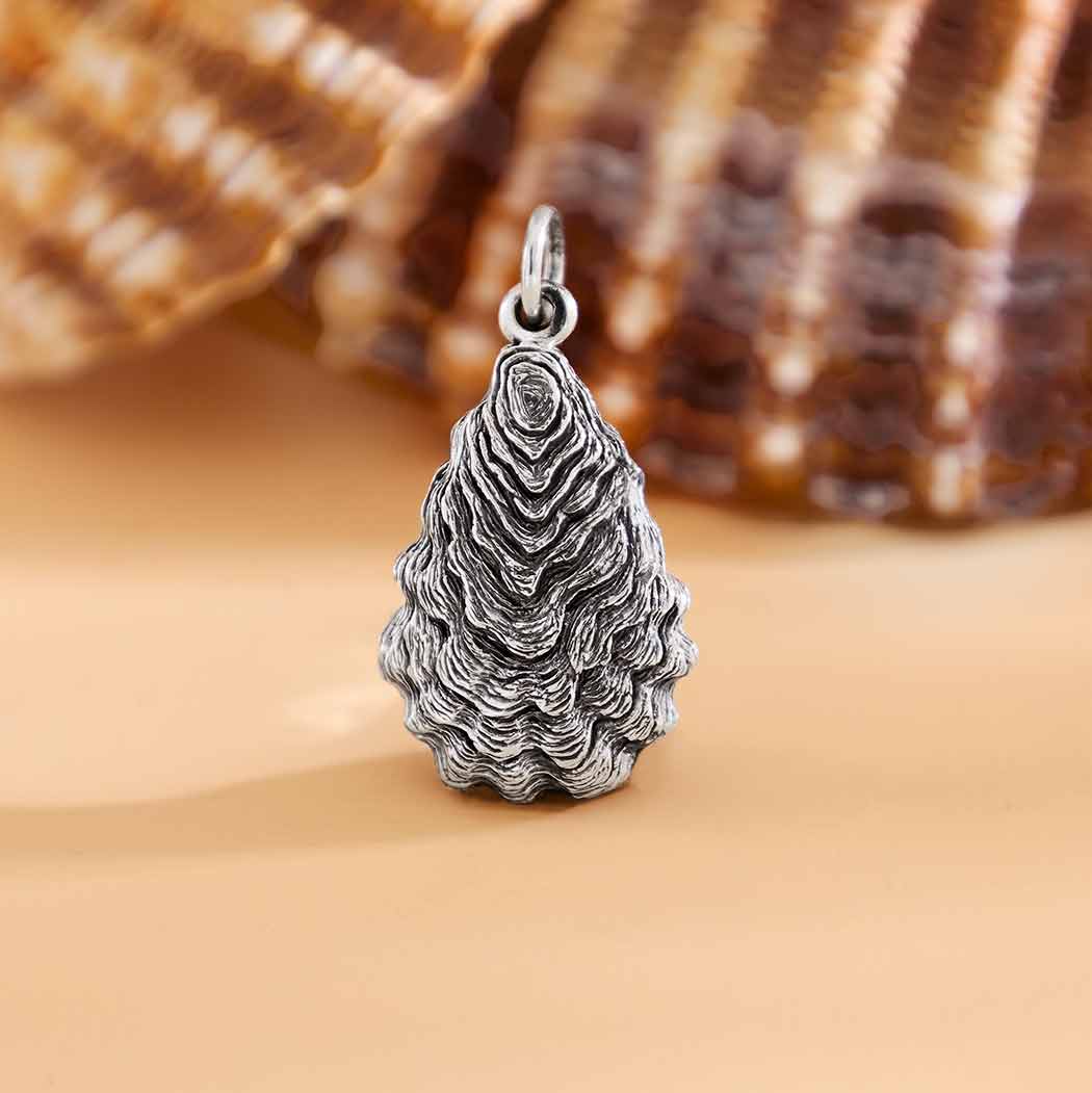 Sterling Silver Oyster Shell Charm - Poppies Beads N' More