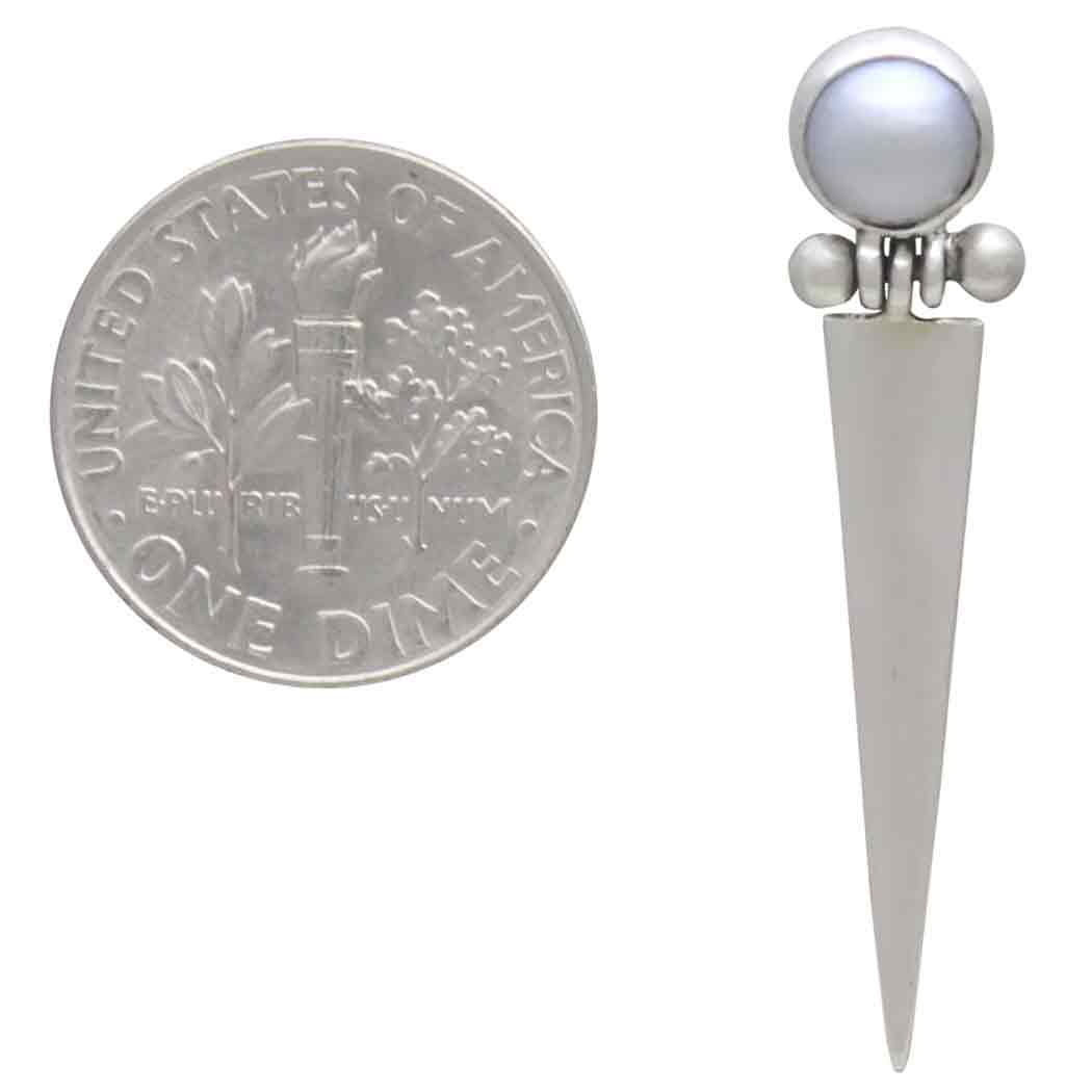 Sterling Silver Pearl Post Earrings with Hinged Spike