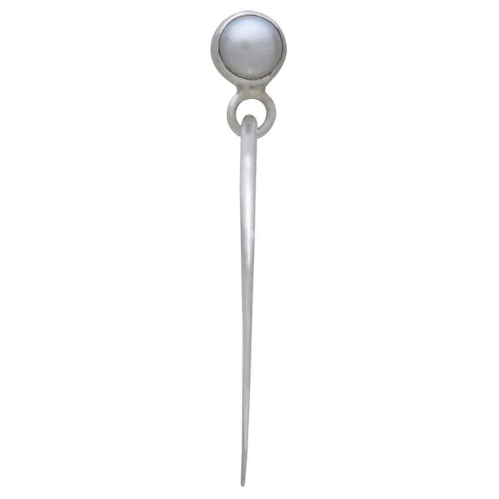 Sterling Silver Pearl Post Earrings with Hinged Spike