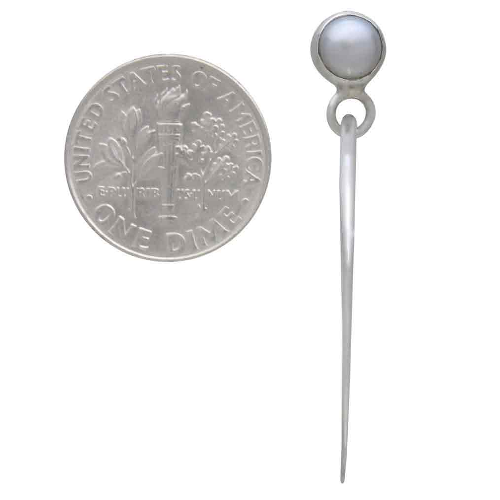 Sterling Silver Pearl Post Earrings with Hinged Spike