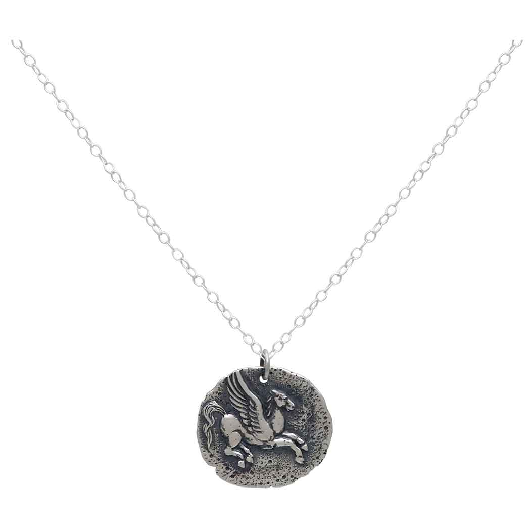 Sterling Silver Ancient Pegasus Coin Necklace - Poppies Beads N' More