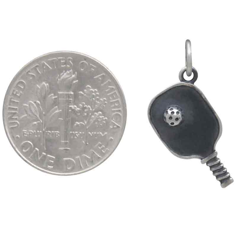 Sterling Silver Pickleball Paddle and Ball Charm