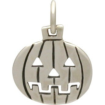 Sterling Silver Pumpkin Charm - Halloween Charm - Poppies Jewelry