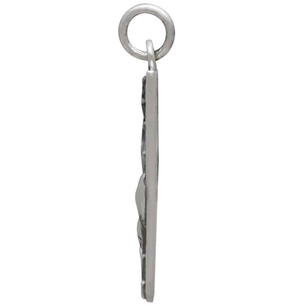 Sterling Silver Rectangle Mushrooms and Moon Charm