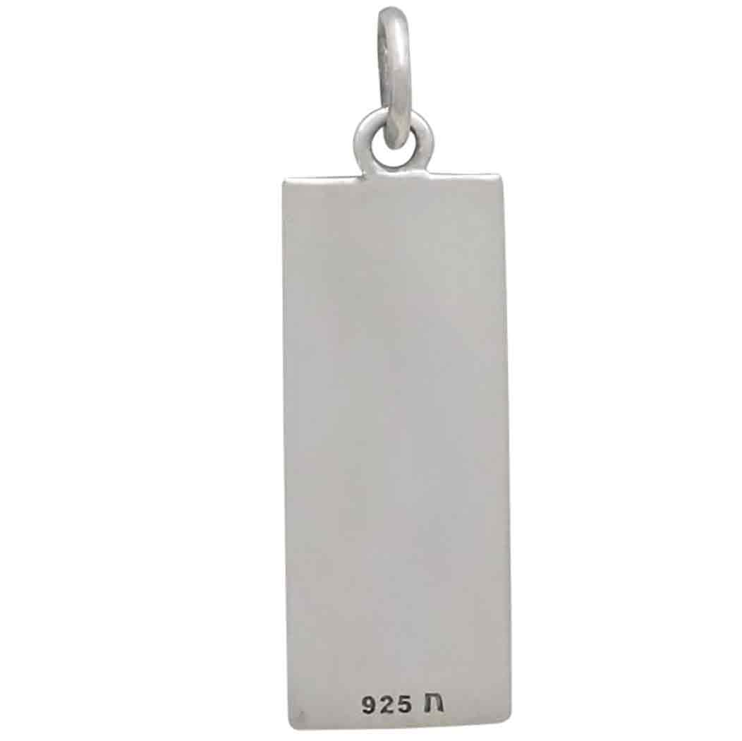Sterling Silver Rectangle Mushrooms and Moon Charm