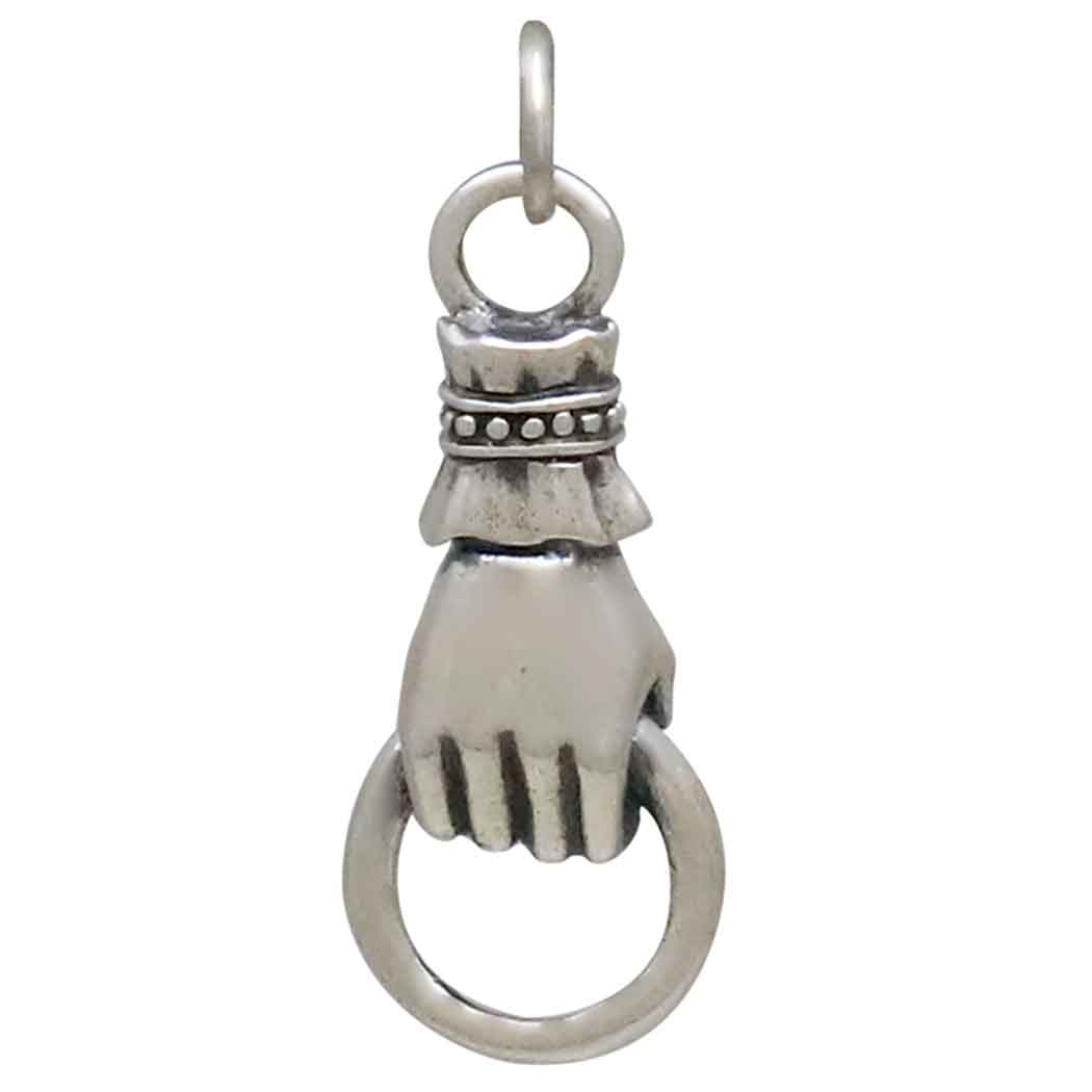 Sterling Silver Hand Link Holding a Ring