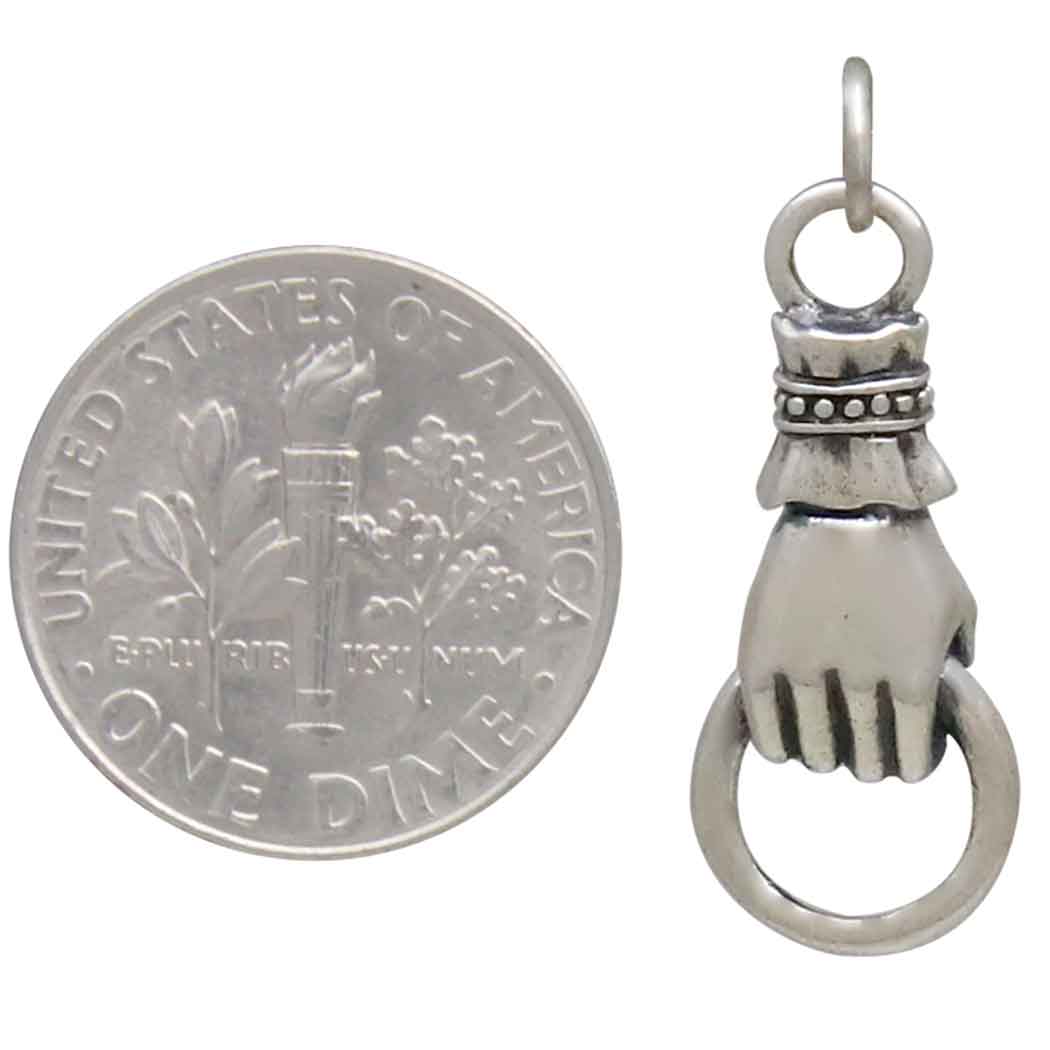 Sterling Silver Hand Link Holding a Ring