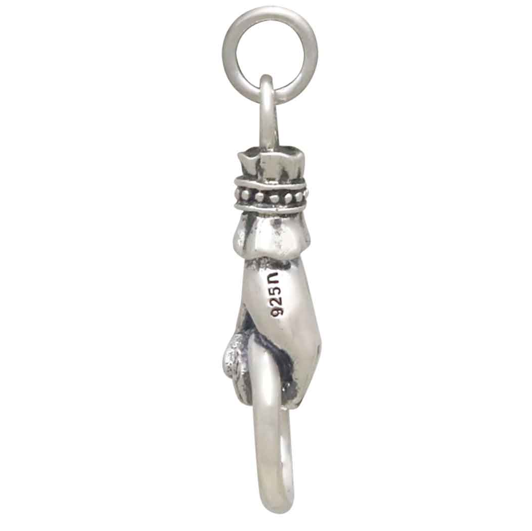 Sterling Silver Hand Link Holding a Ring