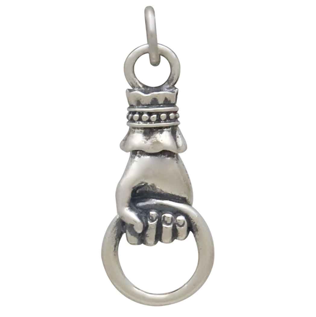 Sterling Silver Hand Link Holding a Ring