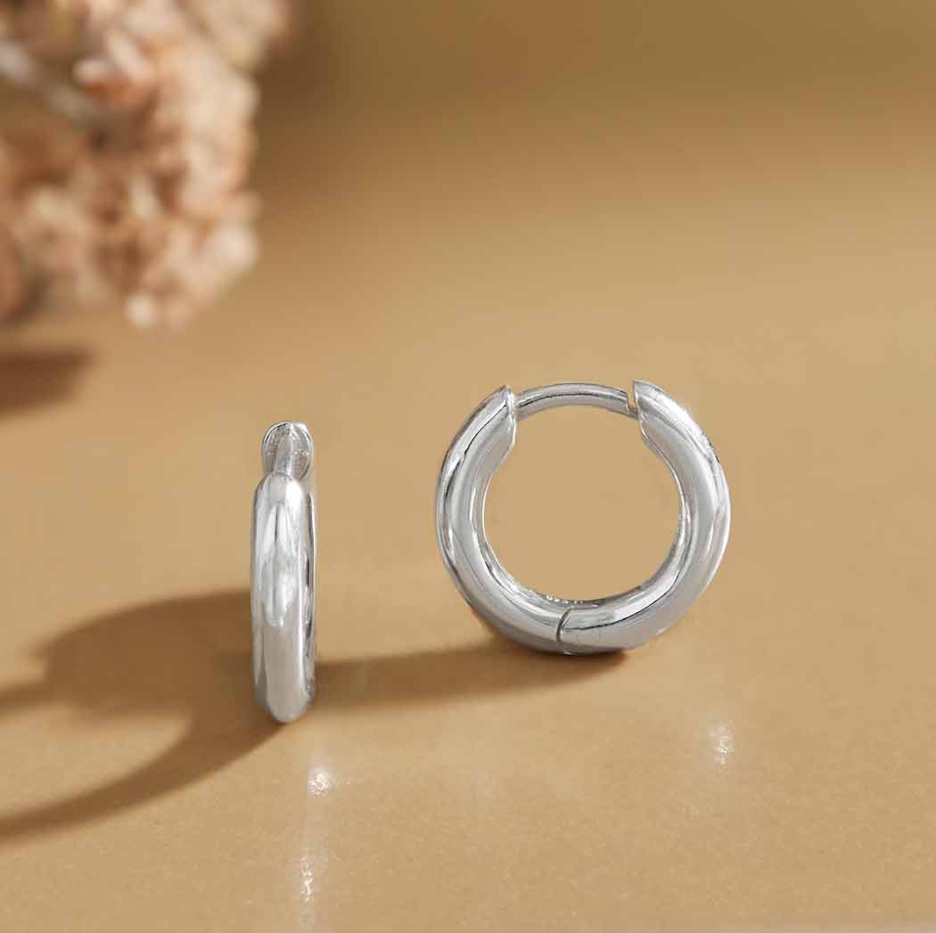 Sterling Silver Round Wire Huggie Hoop Earrings