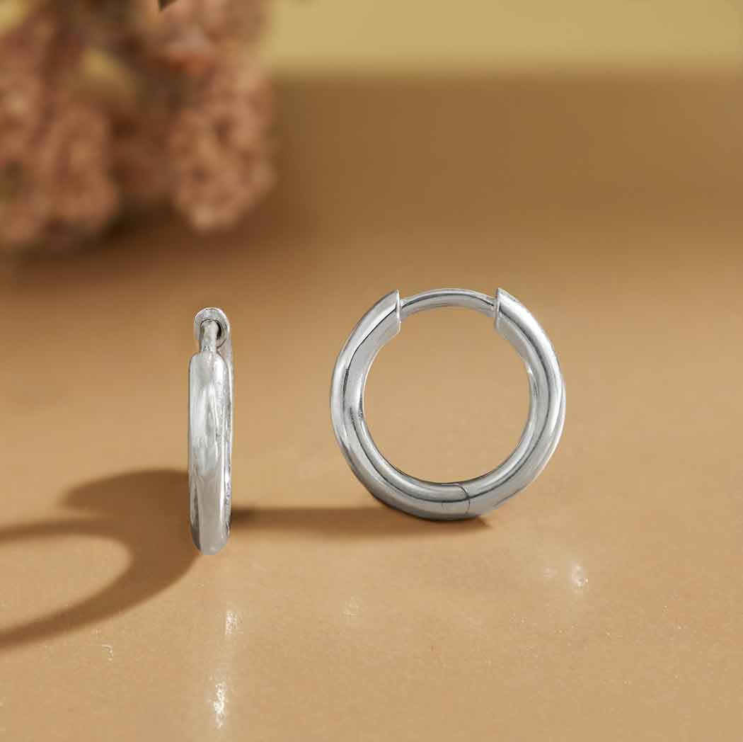 Sterling Silver Round Wire Huggie Hoop Earrings