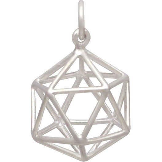 Sacred Geometry Charm - Wire Icosahedron Pendant