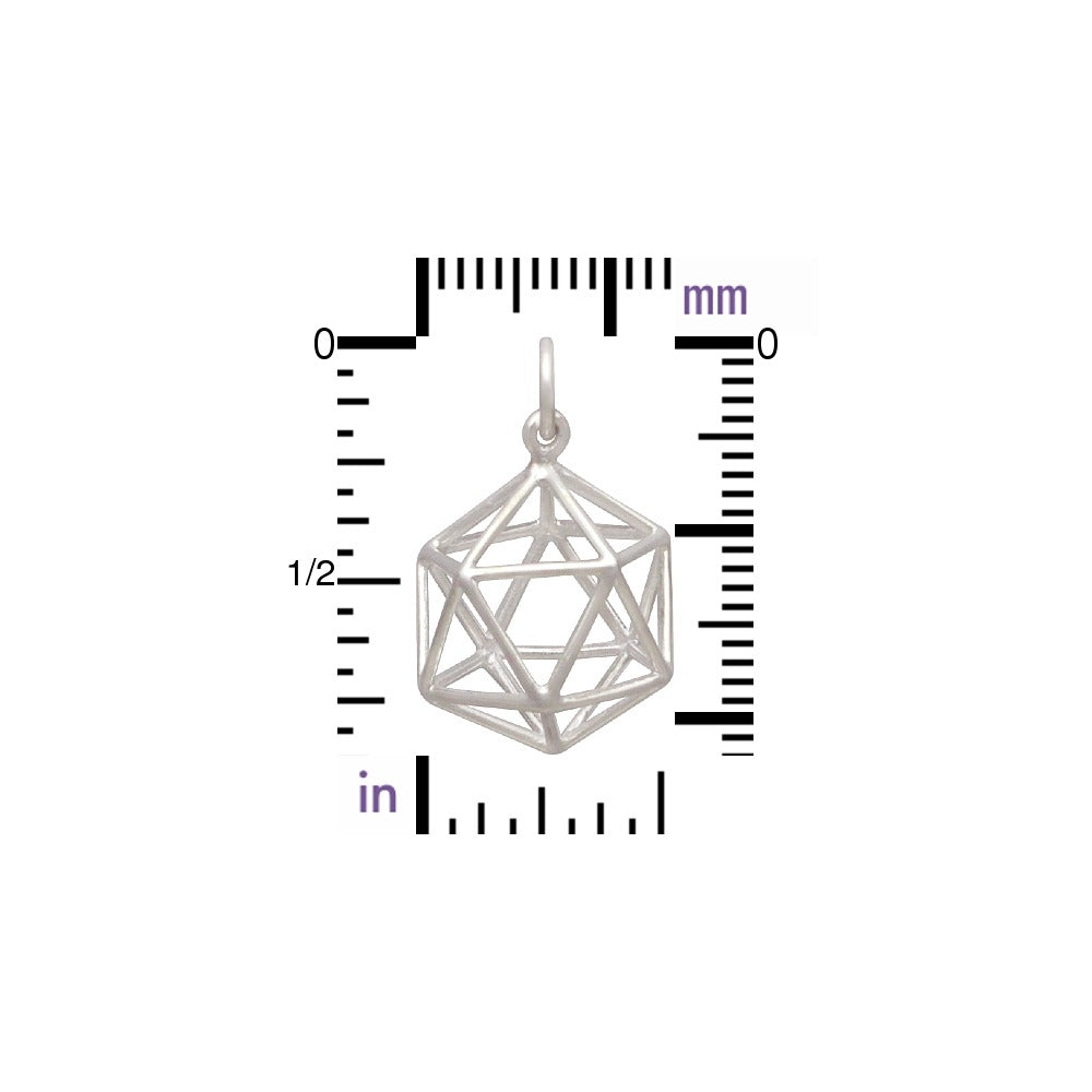 Sacred Geometry Charm - Wire Icosahedron Pendant