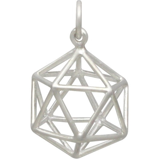 Sacred Geometry Charm - Wire Icosahedron Pendant