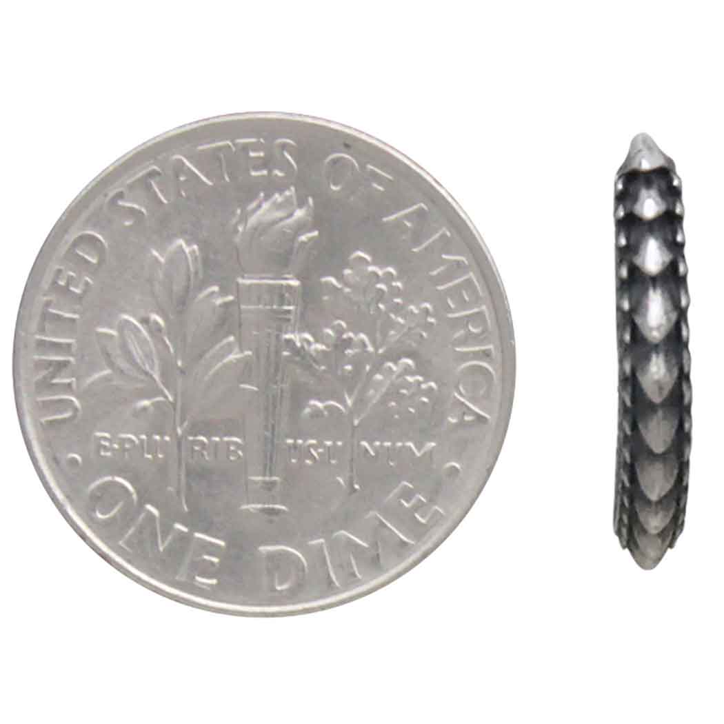 Sterling Silver Dragon Scale Huggie Hoop - Poppies Jewelry