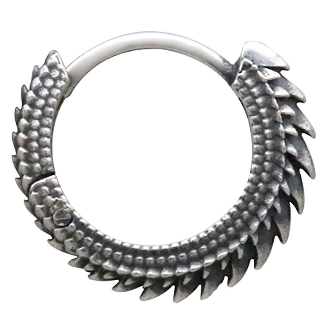 Sterling Silver Dragon Scale Huggie Hoop - Poppies Jewelry