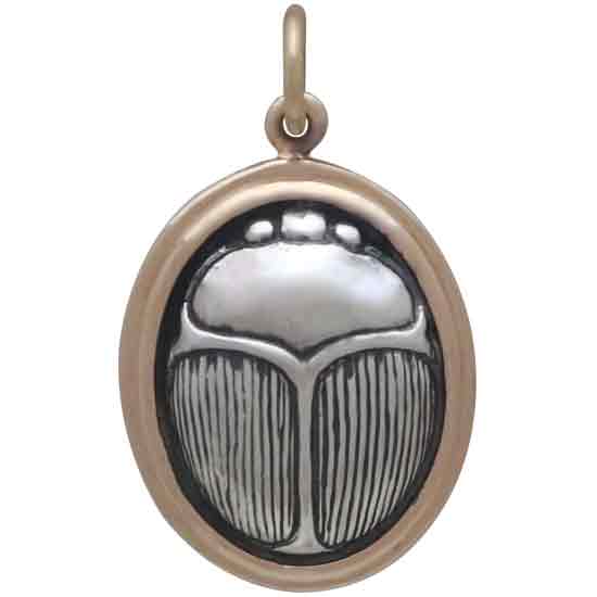 Sterling Silver Scarab Pendant Set in Bronze - Tia Tynette Designs