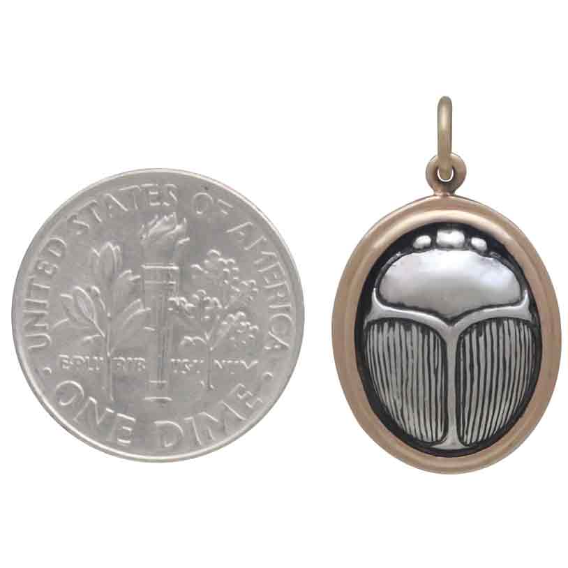 Sterling Silver Scarab Pendant Set in Bronze - Tia Tynette Designs