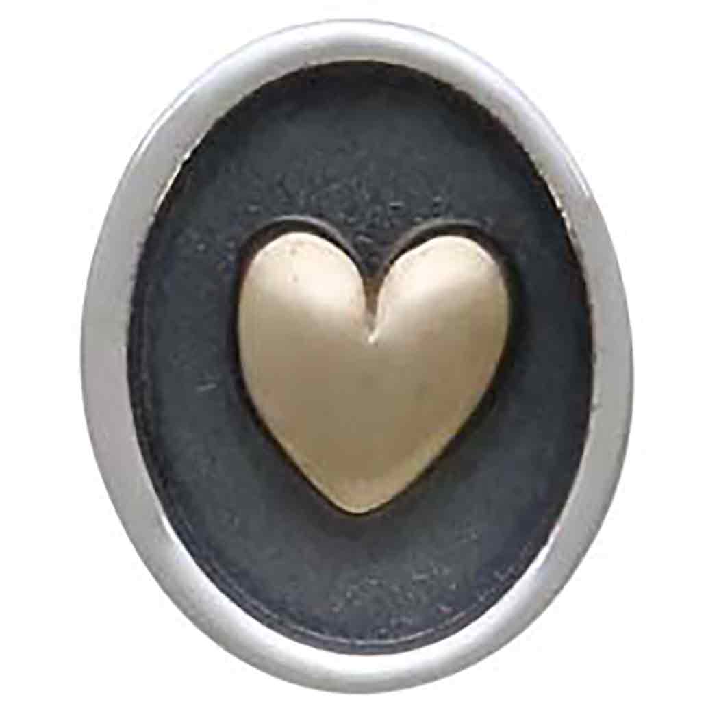 Sterling Silver Shadow Box Earring with Bronze Heart - Poppies Jewelry
