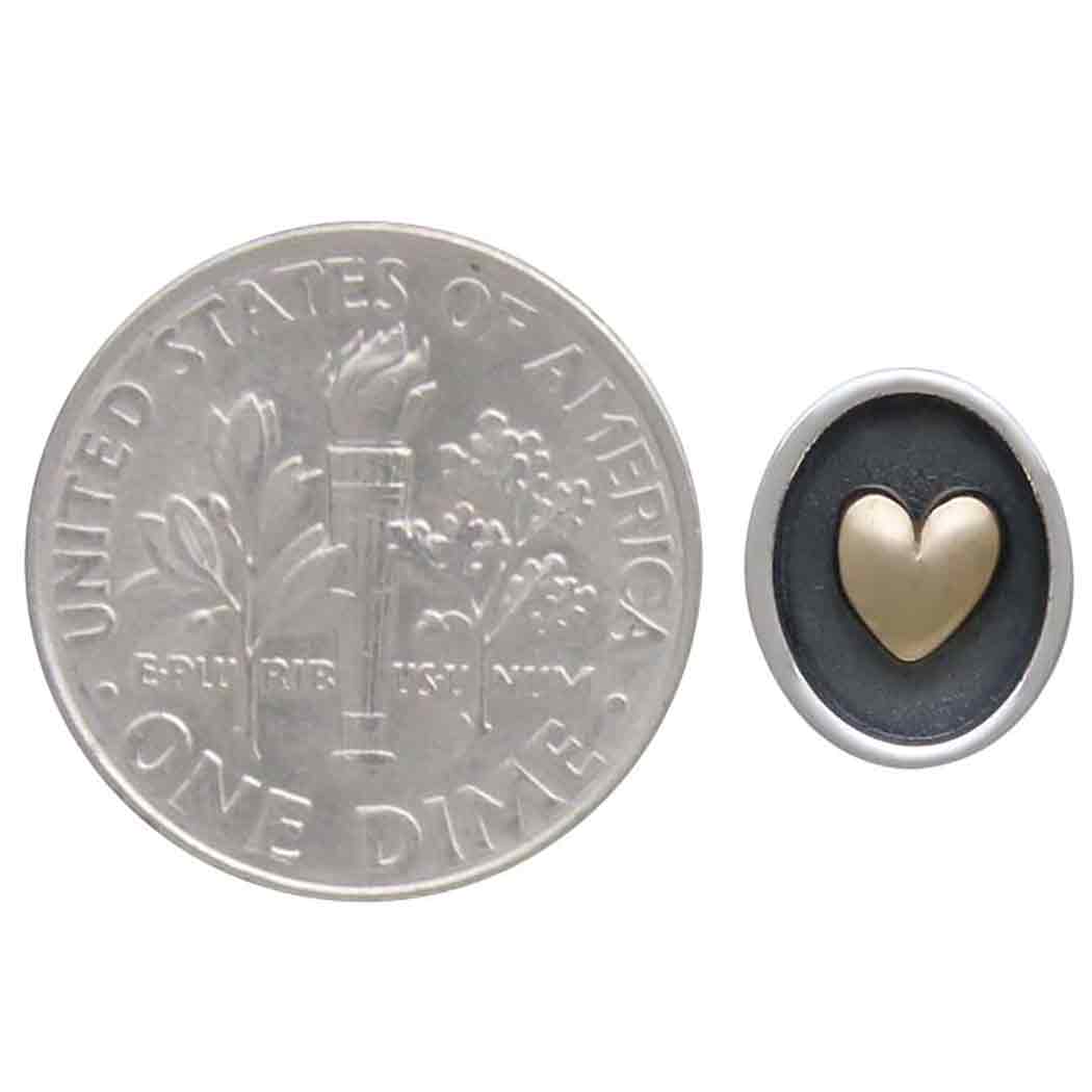 Sterling Silver Shadow Box Earring with Bronze Heart - Poppies Jewelry