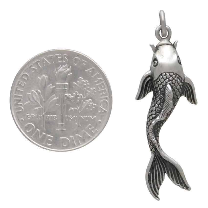 Sterling Silver Single Koi Charm - Poppies Jewelry