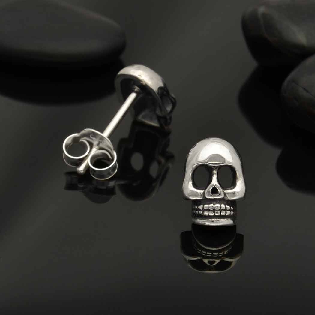 Sterling Silver Skull Post Earring