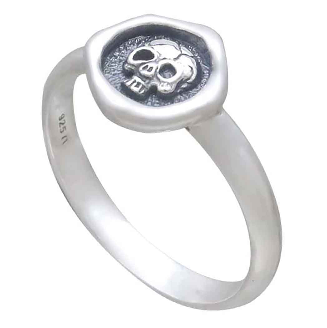 Sterling Silver Skull Wax Seal Ring - Poppies Beads N' More