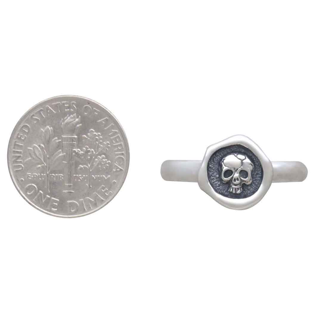 Sterling Silver Skull Wax Seal Ring - Poppies Beads N' More