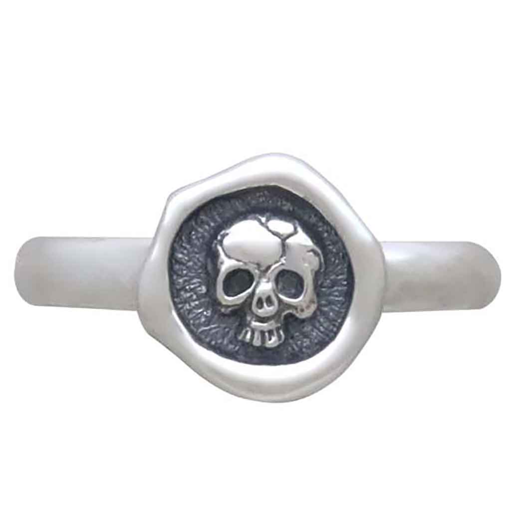 Sterling Silver Skull Wax Seal Ring - Poppies Beads N' More