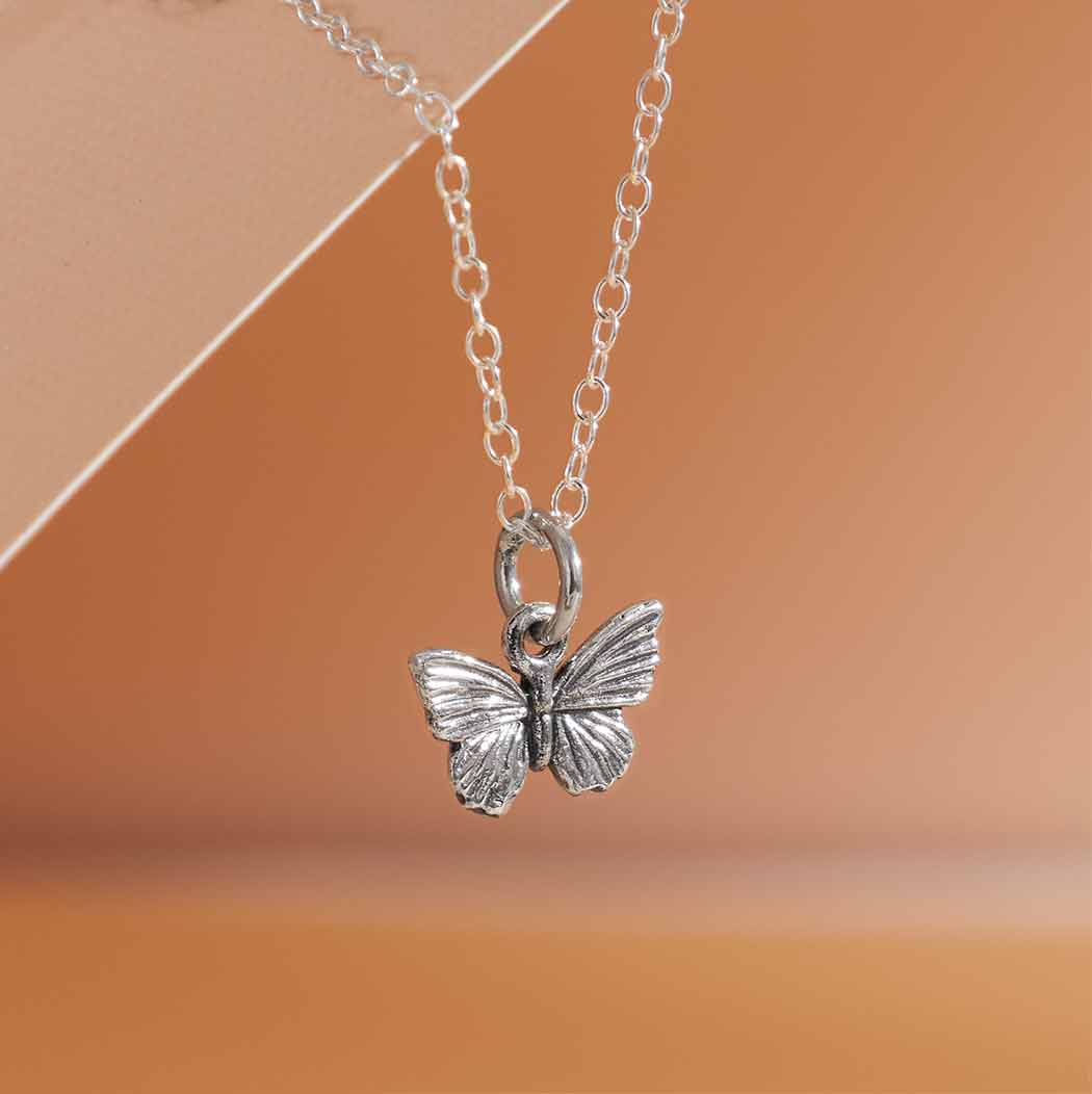 Sterling Silver 18" Small Butterfly Necklace - Poppies Beads N' More