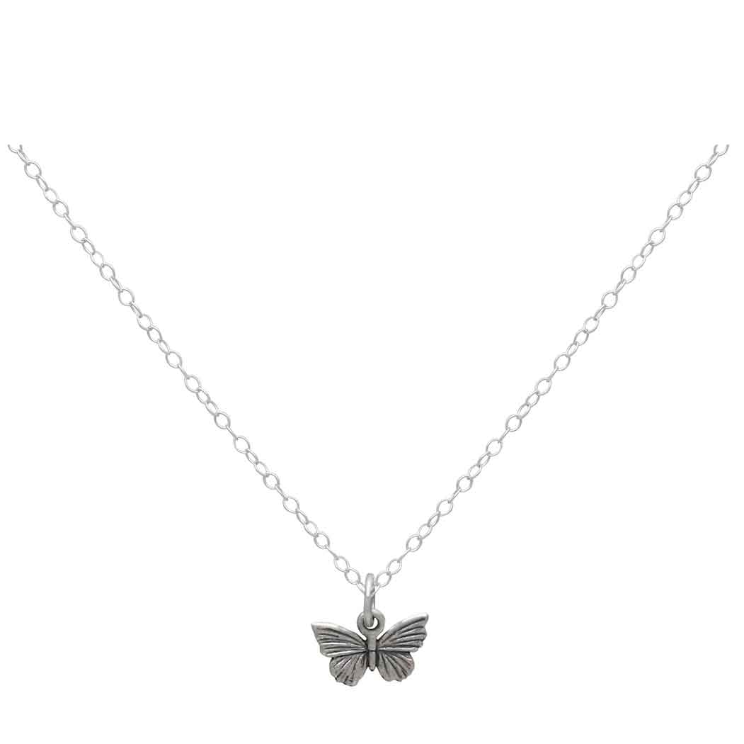 Sterling Silver 18" Small Butterfly Necklace - Poppies Beads N' More