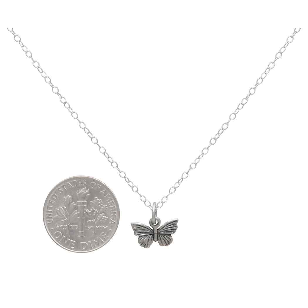 Sterling Silver 18" Small Butterfly Necklace - Poppies Beads N' More