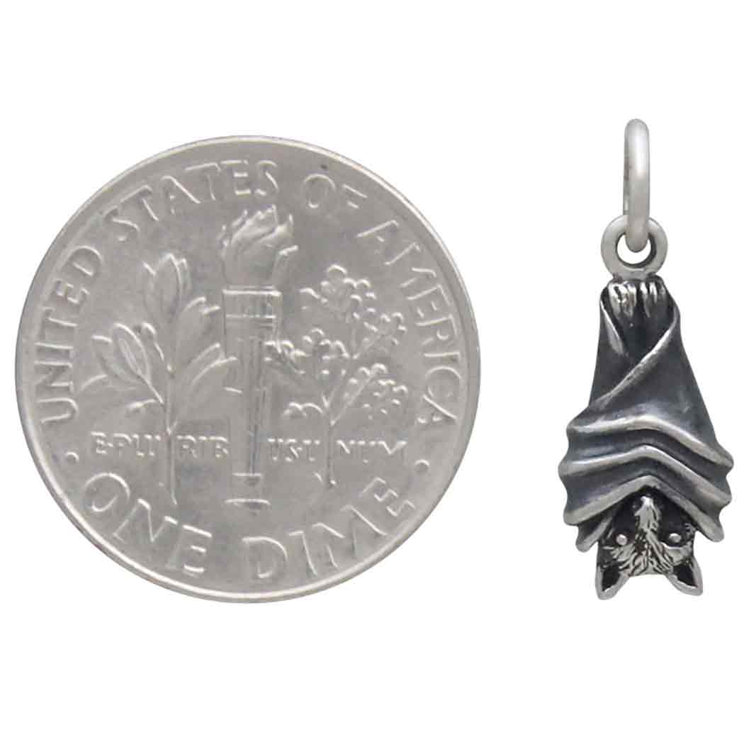 Sterling Silver  Small Hanging Bat Charm - Tia Tynette Designs