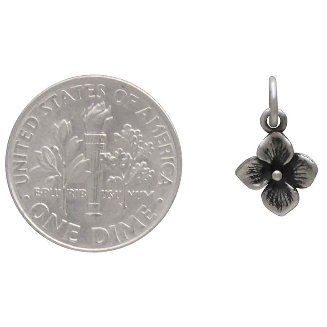 Sterling Silver Small Single Hydrangea Charm - Tia Tynette Designs