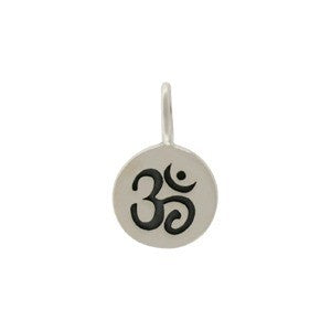 Sterling Silver Small Round Charm with Etched Om