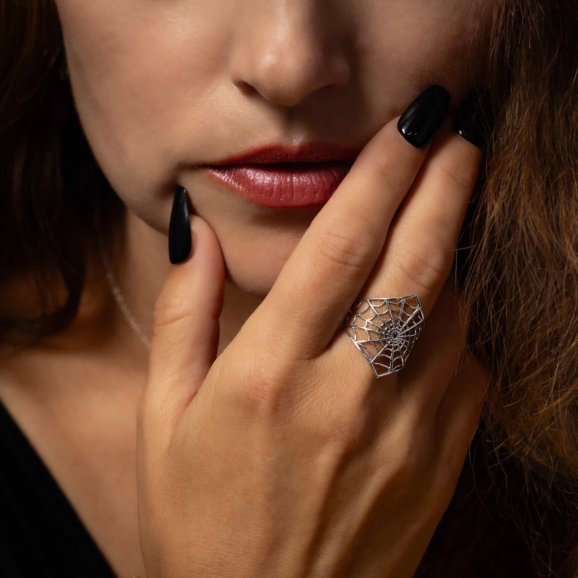 Sterling Silver Spiderweb Ring - Poppies Jewelry