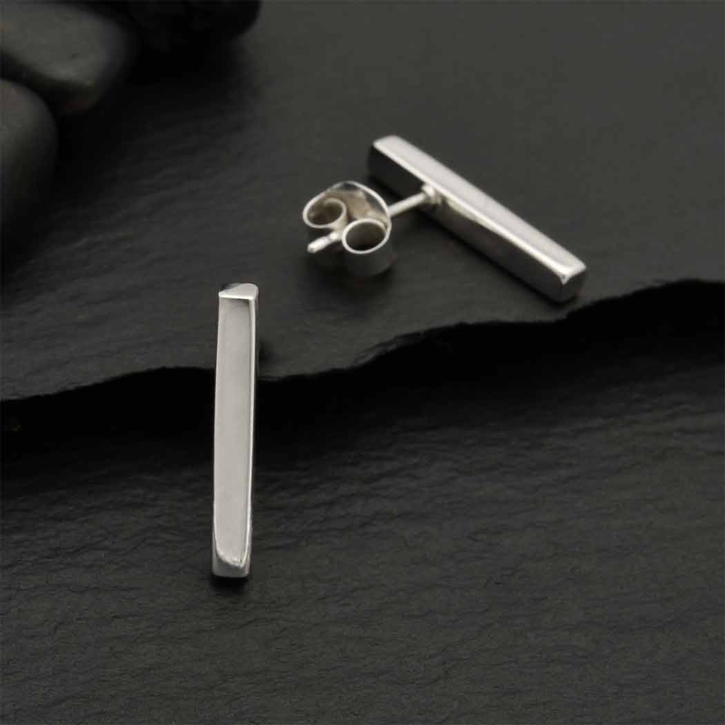 Sterling Silver Stud Earrings - Bar Post Earring - Poppies Jewelry