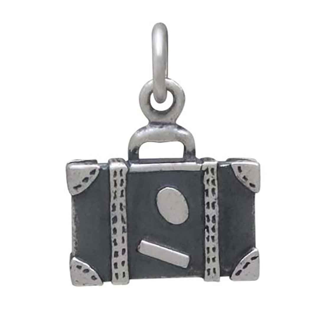 Sterling Silver Suitcase Charm - Poppies Beads N' More