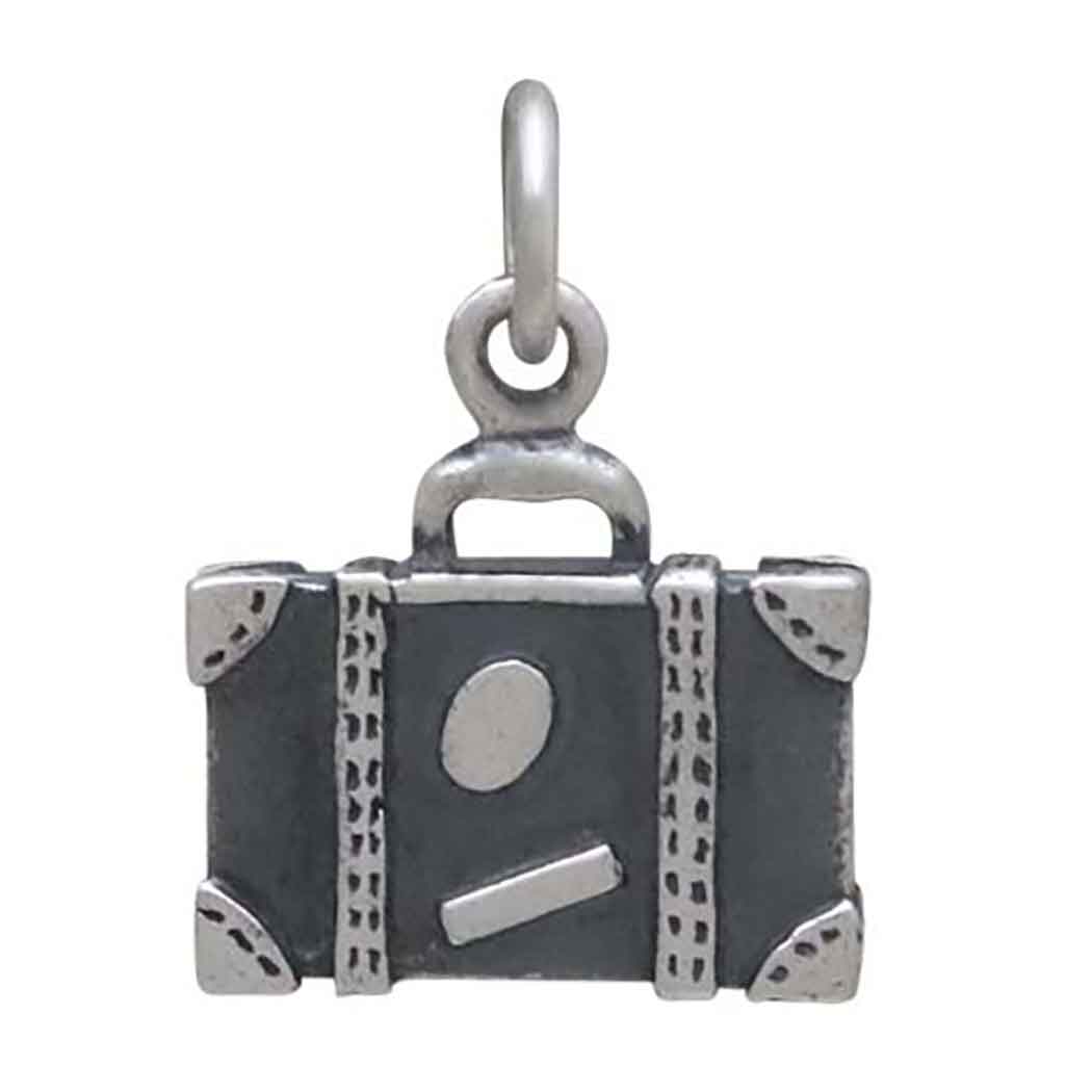 Sterling Silver Suitcase Charm - Poppies Beads N' More