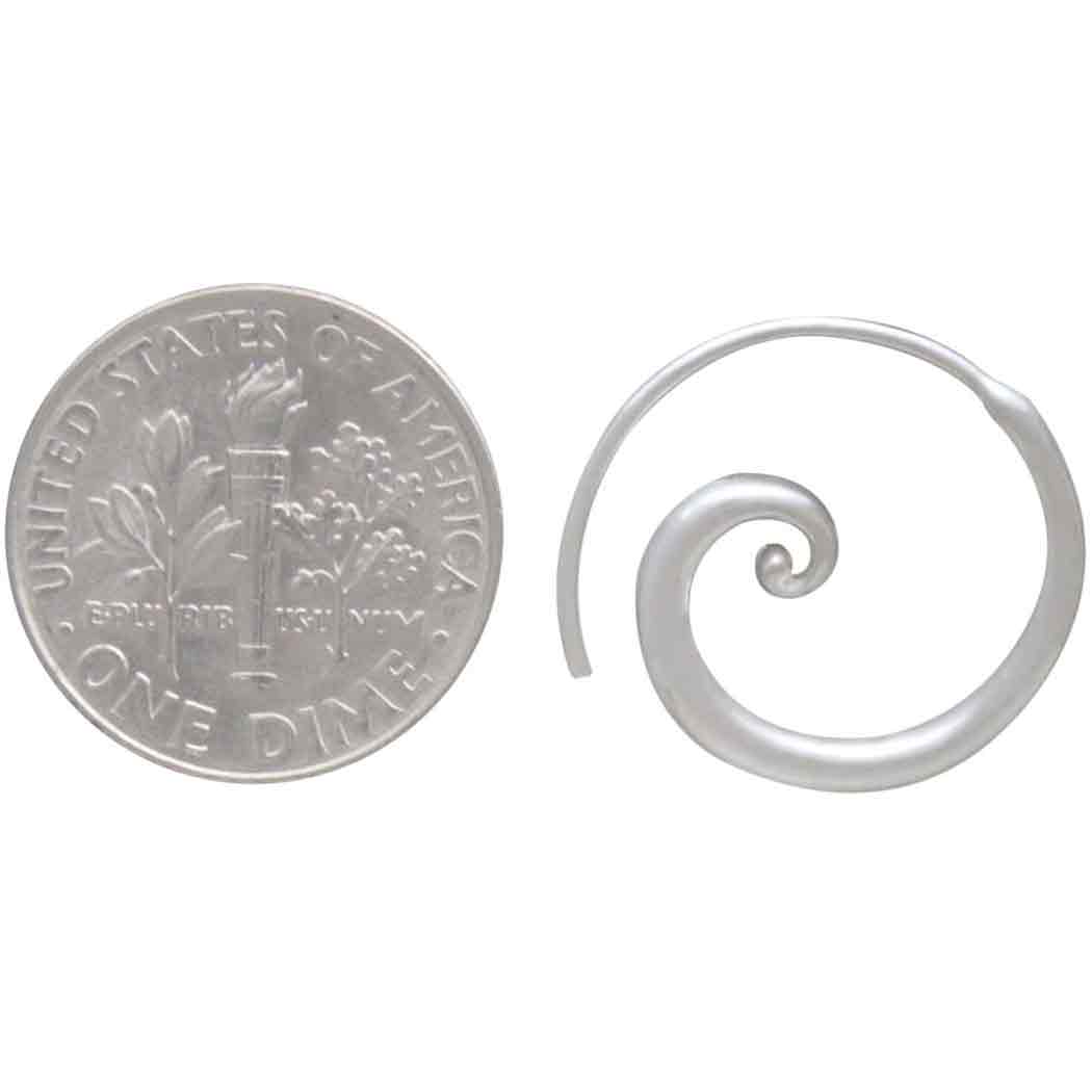Sterling Silver Tapered Swirl Hoop Earrings - Poppies Jewelry