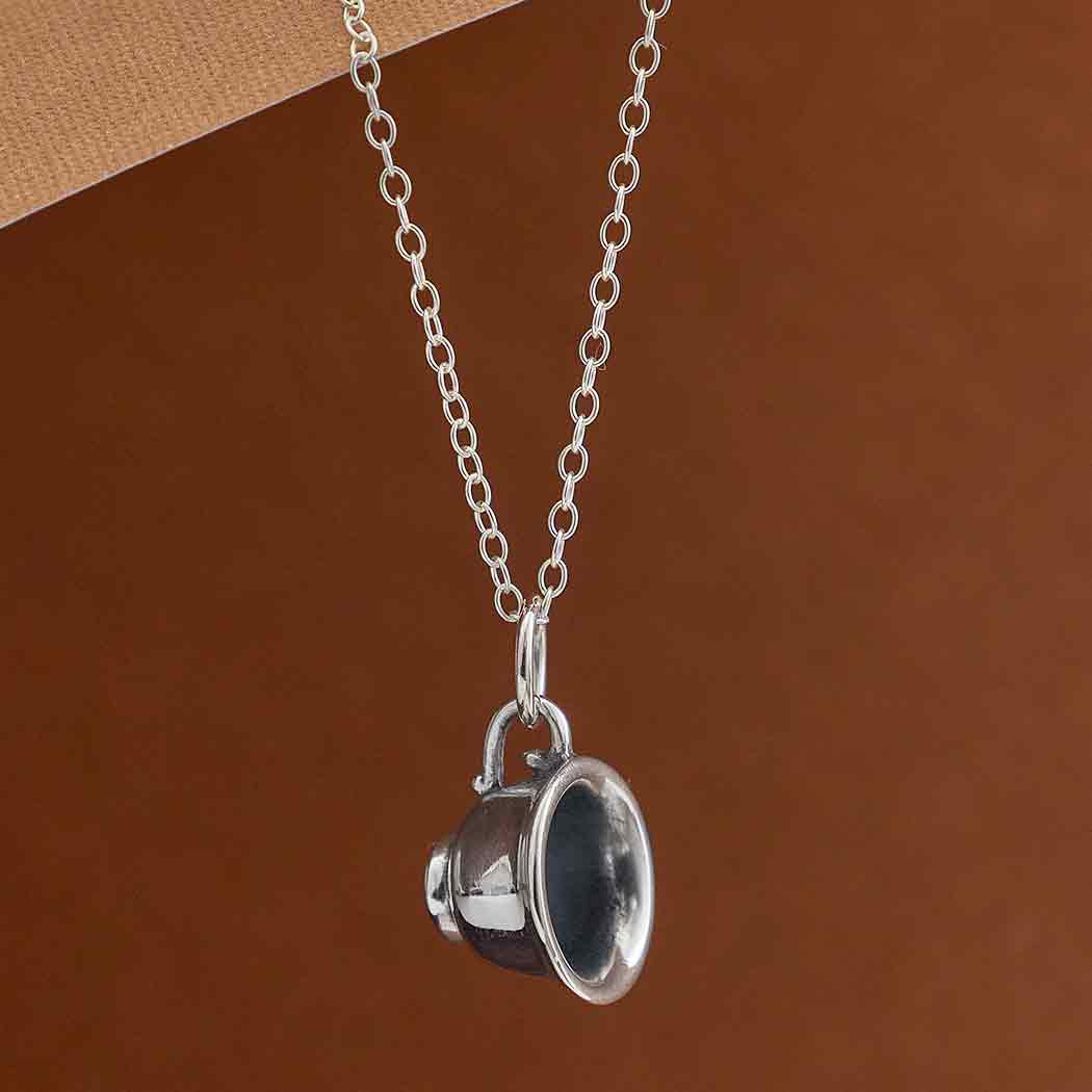 Sterling Silver Teacup Necklace - Poppies Beads N' More