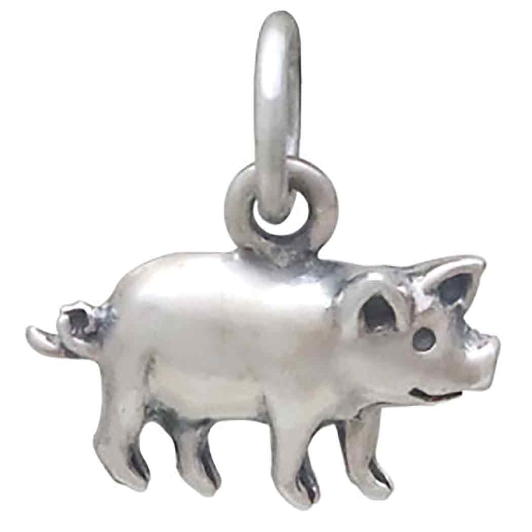 Sterling Silver Tiny Pig Charm