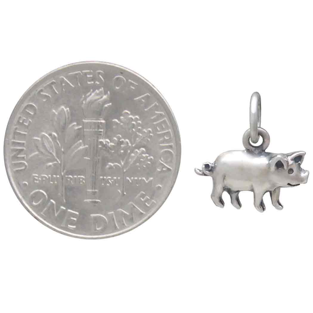 Sterling Silver Tiny Pig Charm